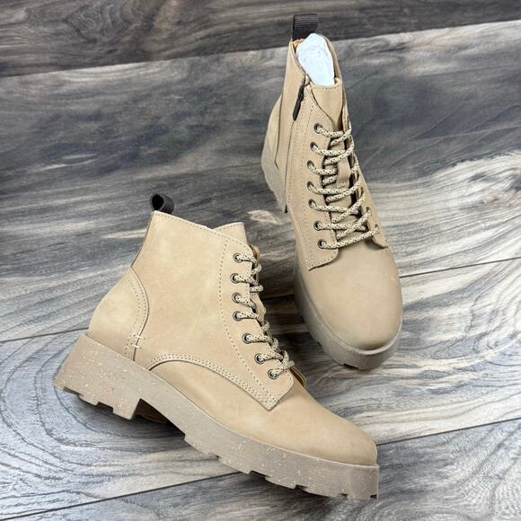 NIB OTBT Immerse 8M Lace Up Boots Combat Booties Beige Nubuck Made In Portugal - Picture 4 of 11